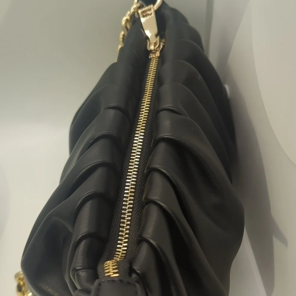 NWOT Madison West Rusched Bag in Black